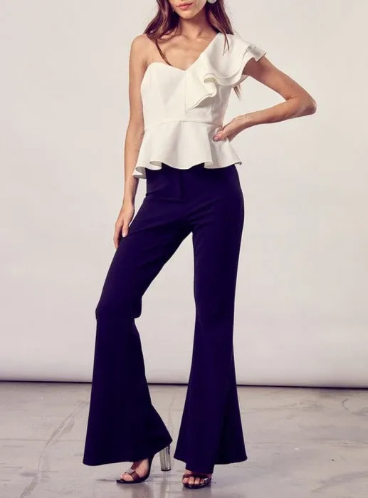 One Shoulder Ruffle Peplum Top