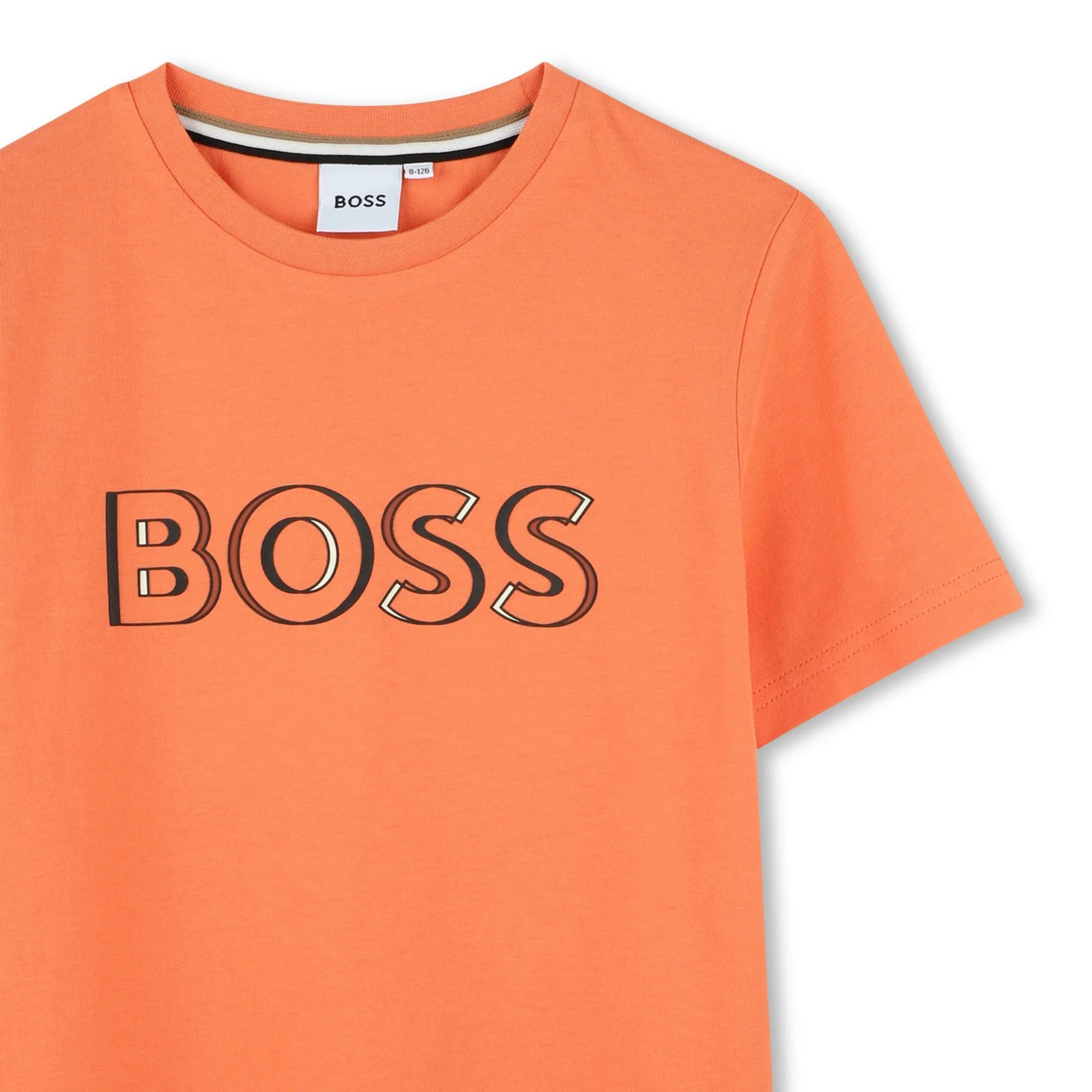 Orange Printed Logo Cotton Short Sleeves T-Shirt
