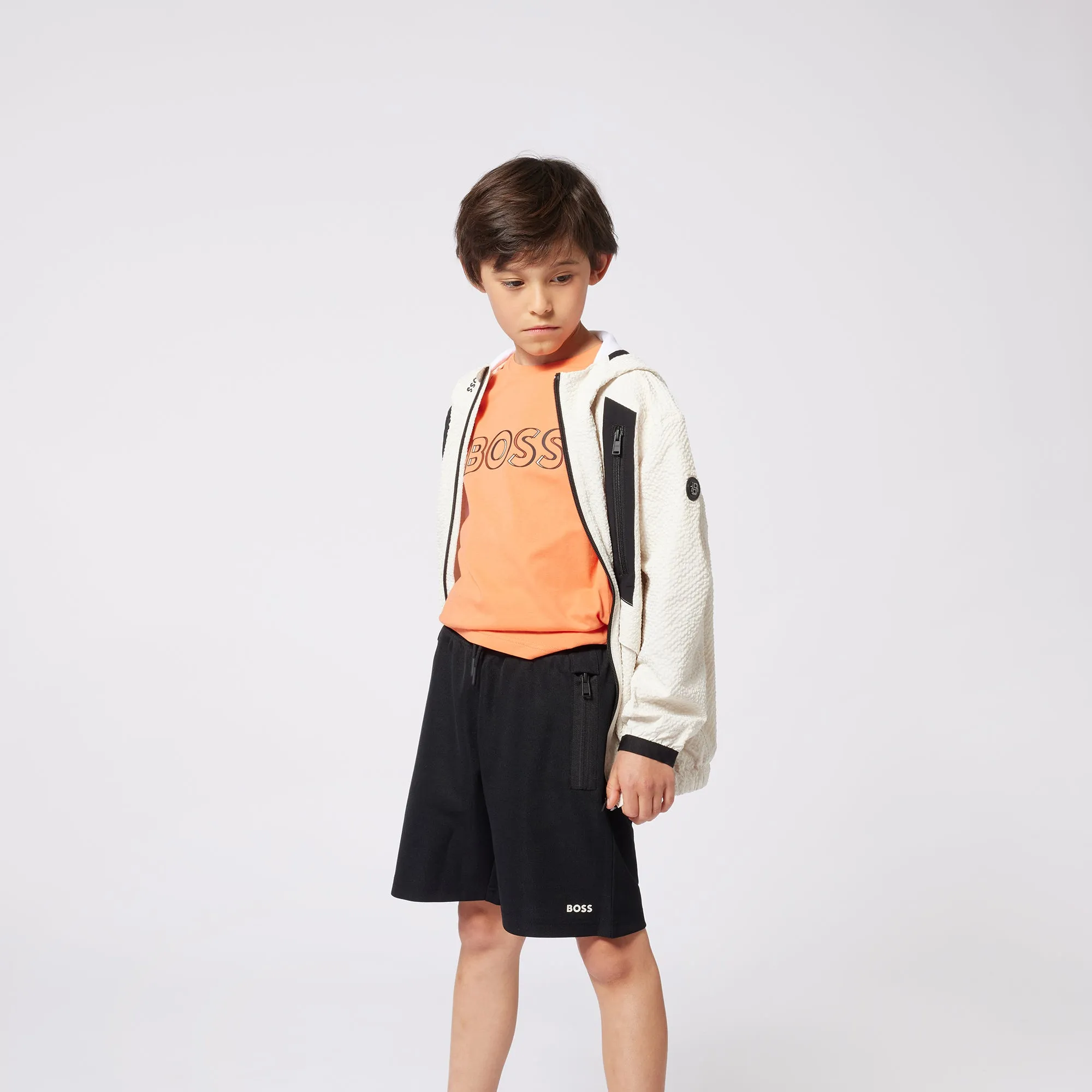 Orange Printed Logo Cotton Short Sleeves T-Shirt