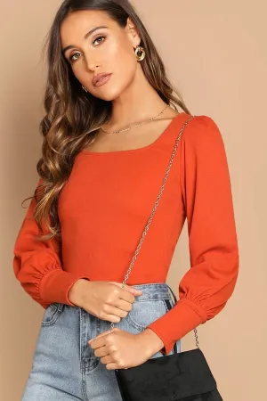 Orange Rib Top