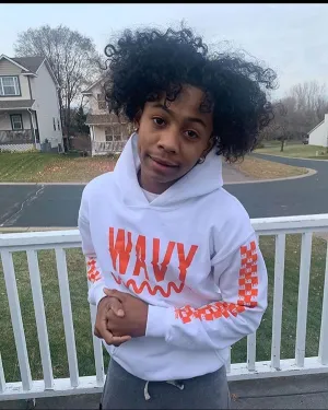 Orange Wavy | White Hoodie (Solid Checkered Drippin Sleeve)
