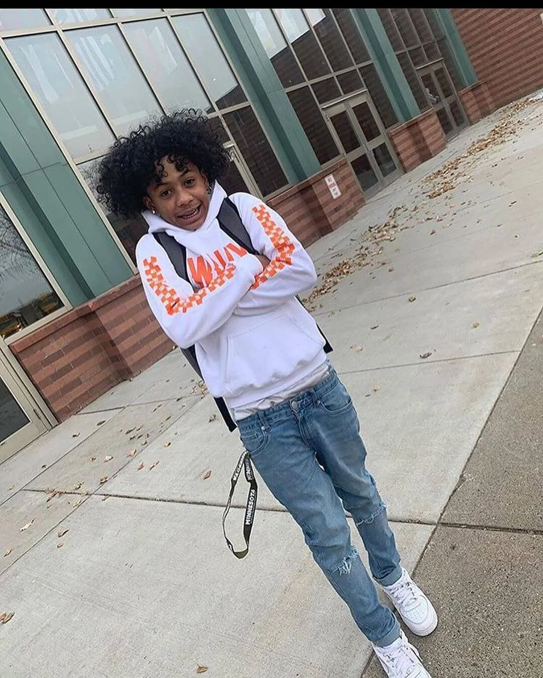 Orange Wavy | White Hoodie (Solid Checkered Drippin Sleeve)
