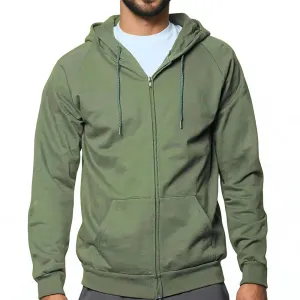 Organic Cotton  Light Zip-Up Hood Jacket in Olive Green (L Available)