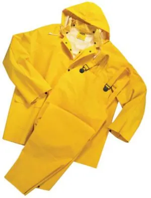 ORS Nasco 3-pc Rainsuit, Jacket/Hood/Overalls, 0.35 mm, PVC Over Polyester, Yellow, 3X-Large, 9000-3XL
