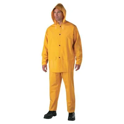 ORS Nasco 3-pc Rainsuit, Jacket/Hood/Overalls, 0.35 mm, PVC Over Polyester, Yellow, 4X-Large, 9000-4XL