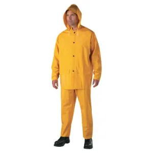 ORS Nasco 3-pc Rainsuit, Jacket/Hood/Overalls, 0.35 mm, PVC Over Polyester, Yellow, 4X-Large, 9000-4XL