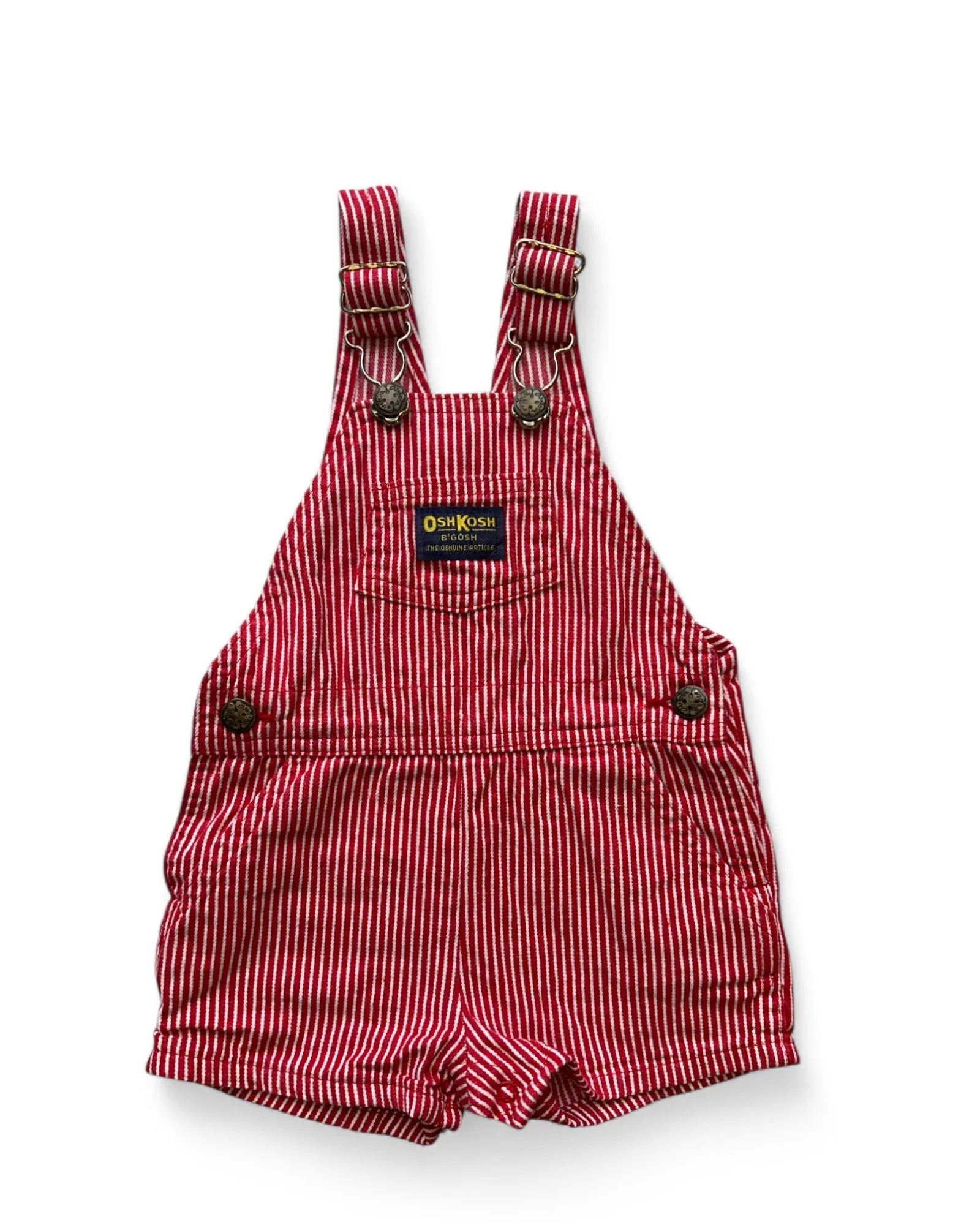 Oshkosh B'Gosh red hickory stripe short dungarees