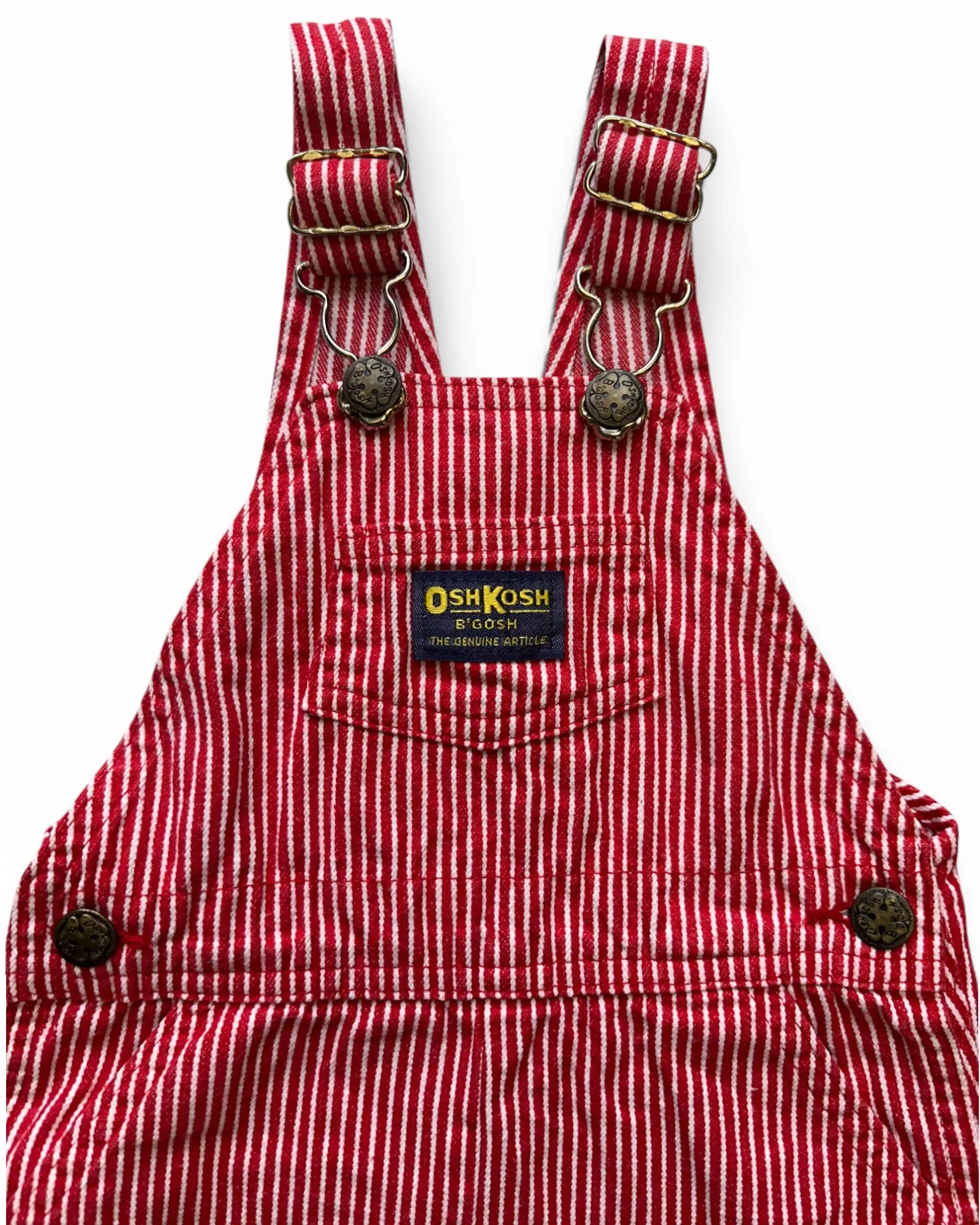 Oshkosh B'Gosh red hickory stripe short dungarees