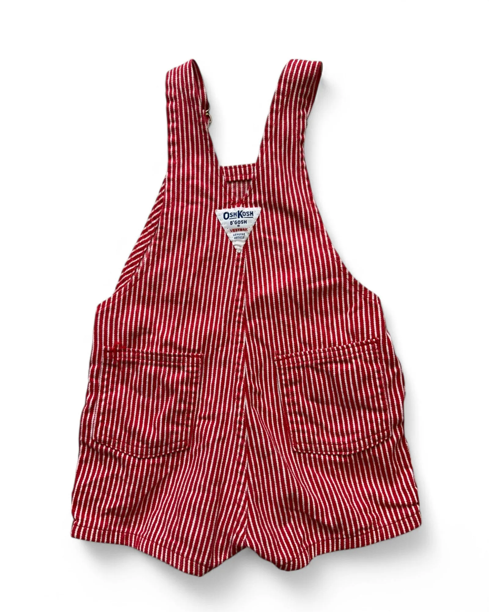 Oshkosh B'Gosh red hickory stripe short dungarees