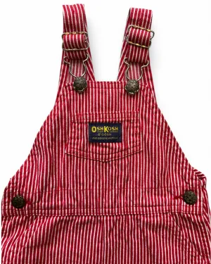 Oshkosh B'Gosh red hickory stripe short dungarees