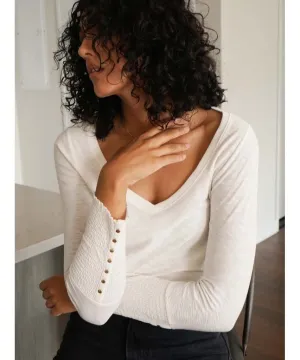 Paige Smock Cuff Tee Off White