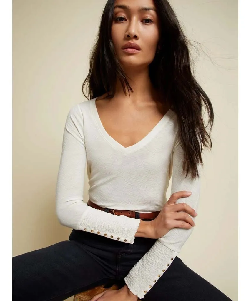 Paige Smock Cuff Tee Off White