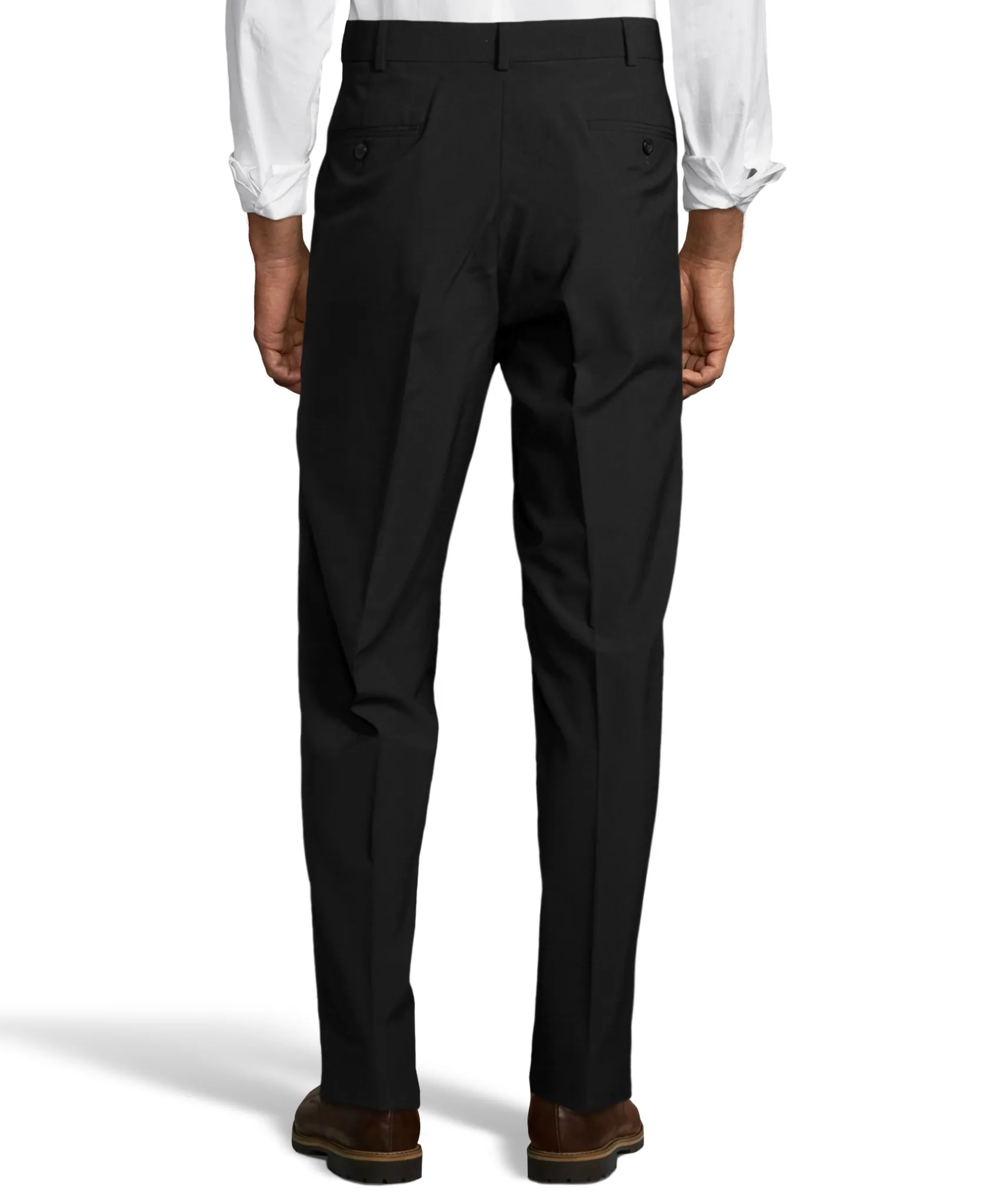 Palm Beach Wool/Poly Black Pleated Expander Pant