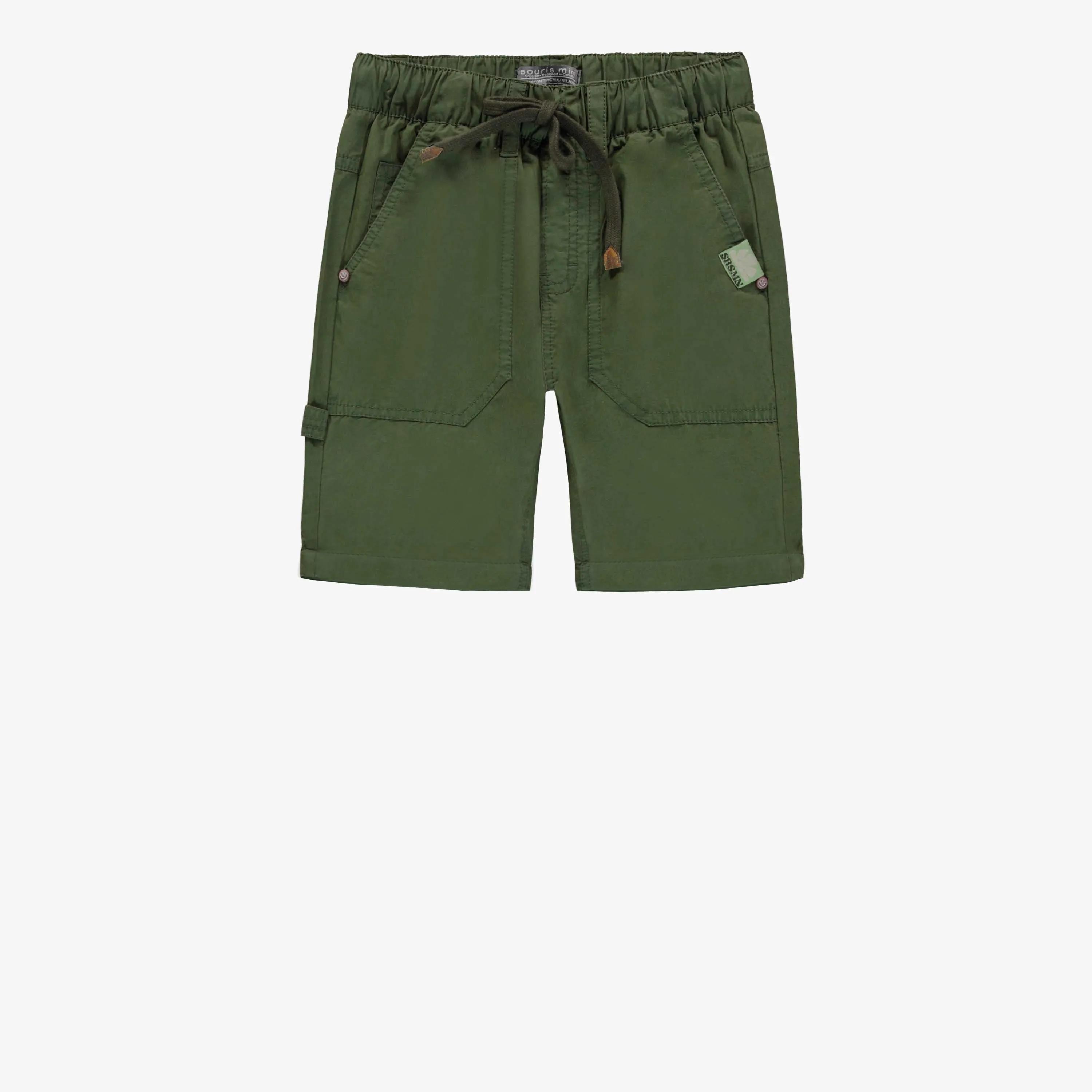 Pantalon kaki de coupe droite style cargo en coton, enfant || Khaki straight fit pants cargo style in cotton, child