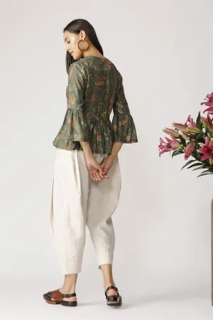 Payal Pratap   II   Morning Glory Clover Peplum Top Green