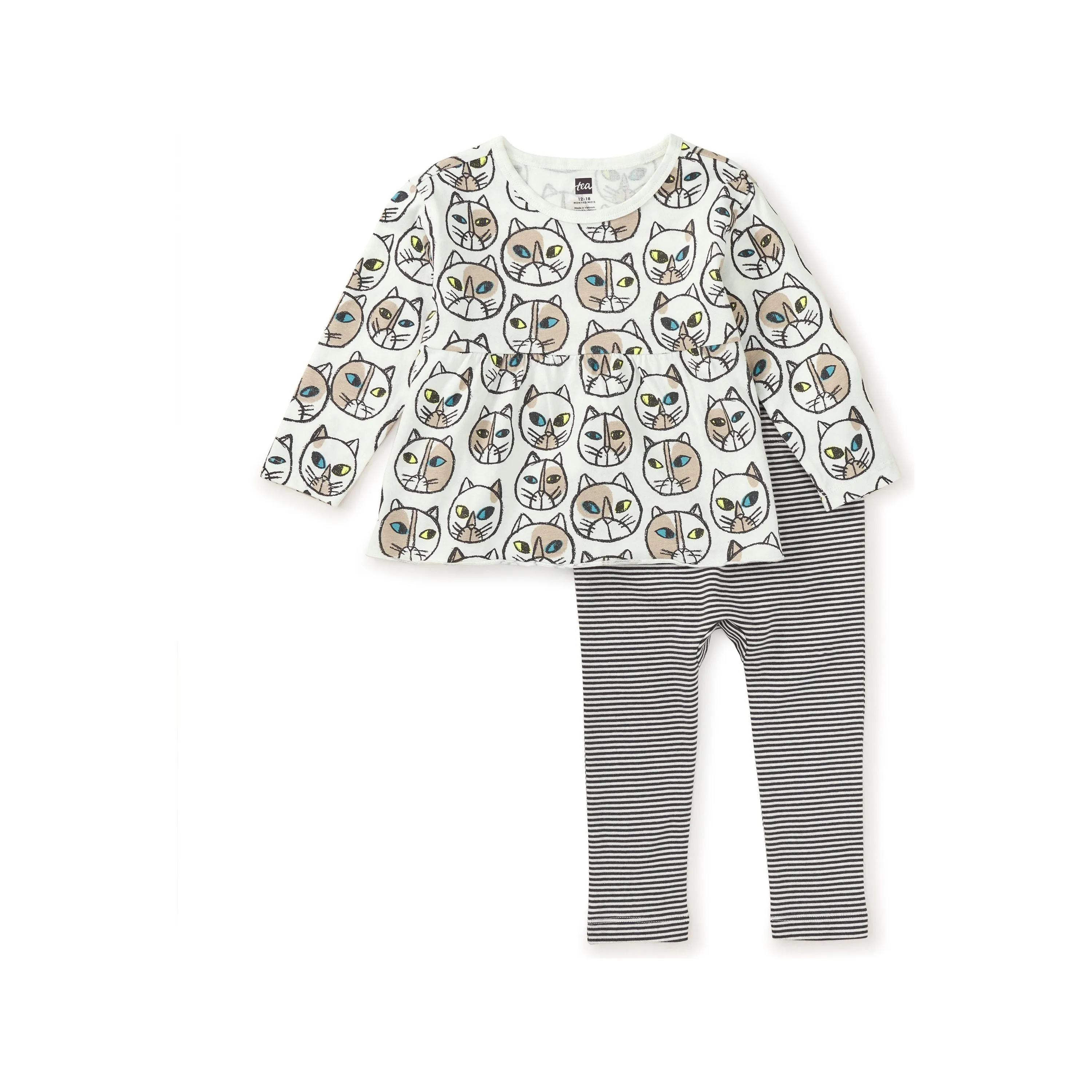 Peplum Top & Pants Baby Set - Highlands Lake Cat