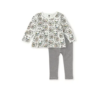 Peplum Top & Pants Baby Set - Highlands Lake Cat