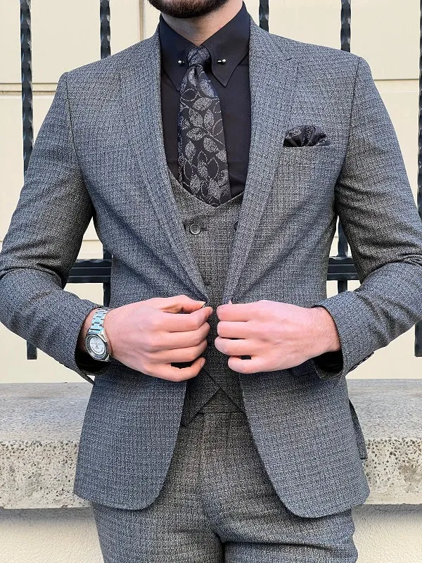 Perris Gray Slim Fit Wool Suit