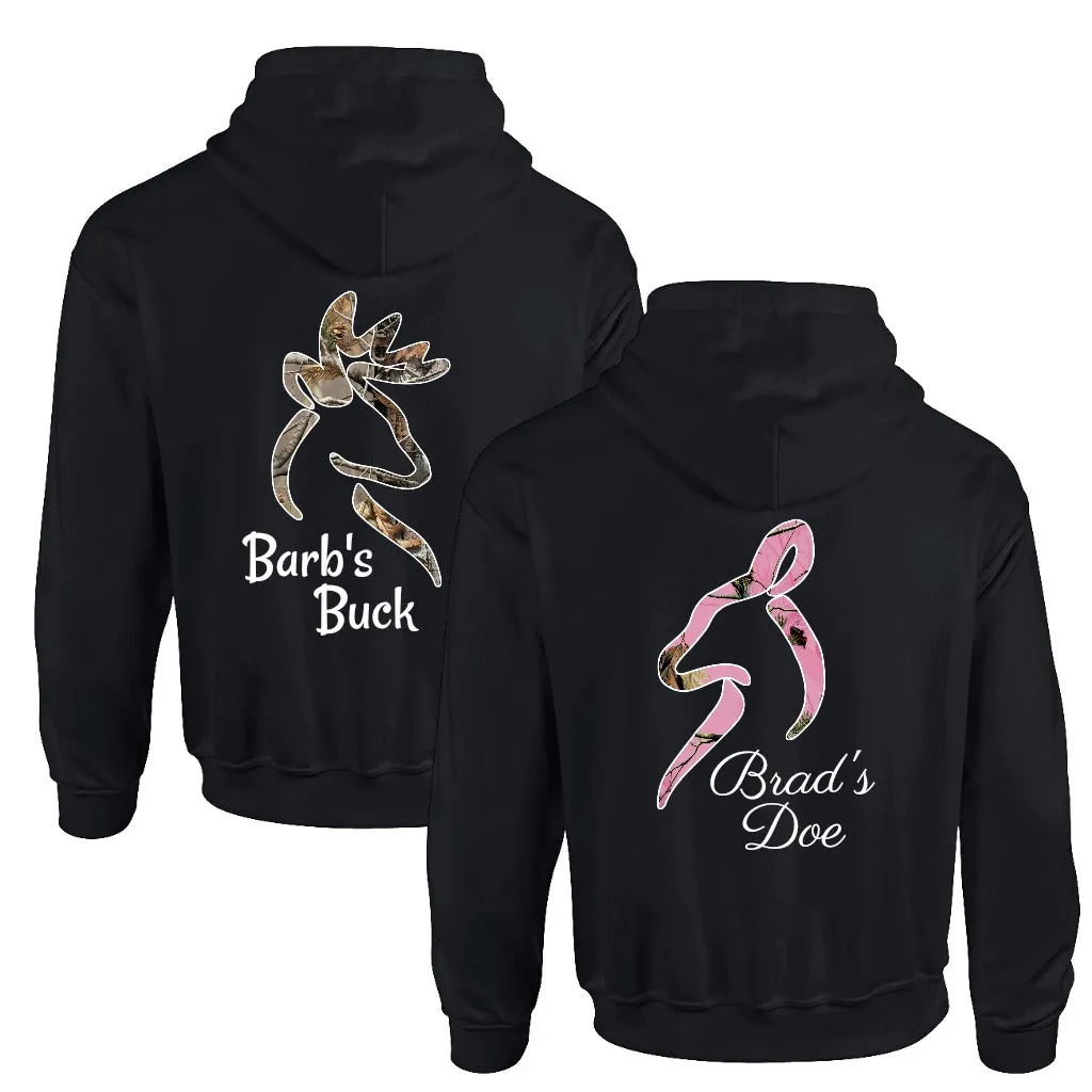 Personalized Buck and Doe Couples Hoodies