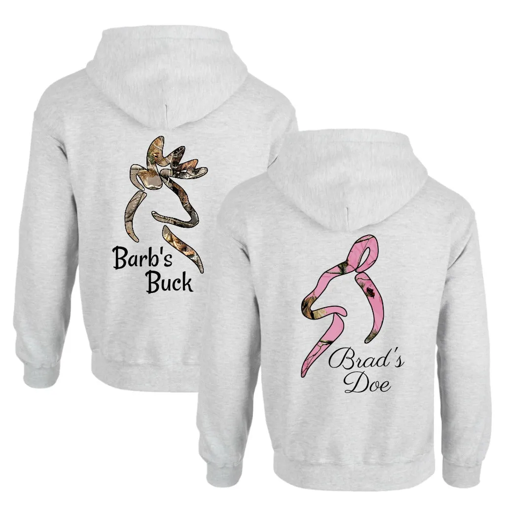 Personalized Buck and Doe Couples Hoodies