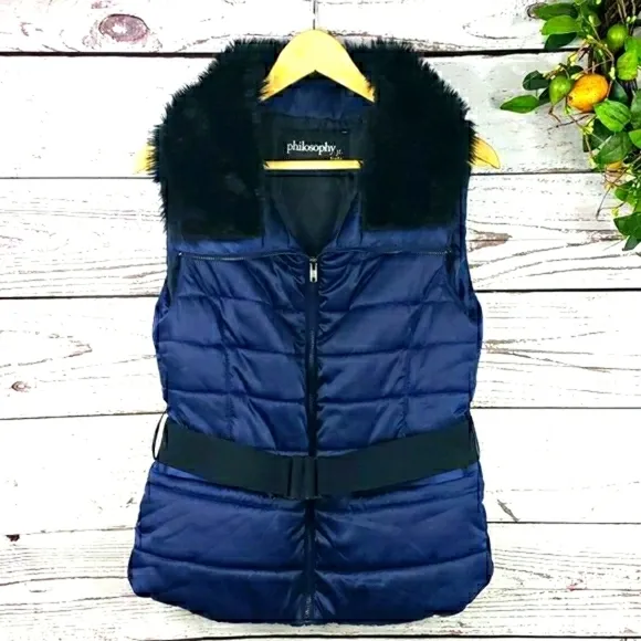 PHILOSOPHY JR. STUDIO Faux Fur Puffer Vest Size M