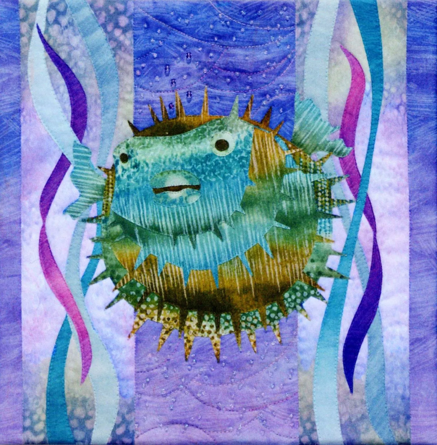 Pine Needles Sea Breeze Koo Koo Puff Puffer Fish Block Six Applique Quilt Pattern