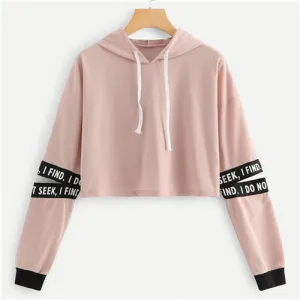 Pink Letter Drawstring Hoodie