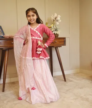 Pink Peplum Top with Lehenga