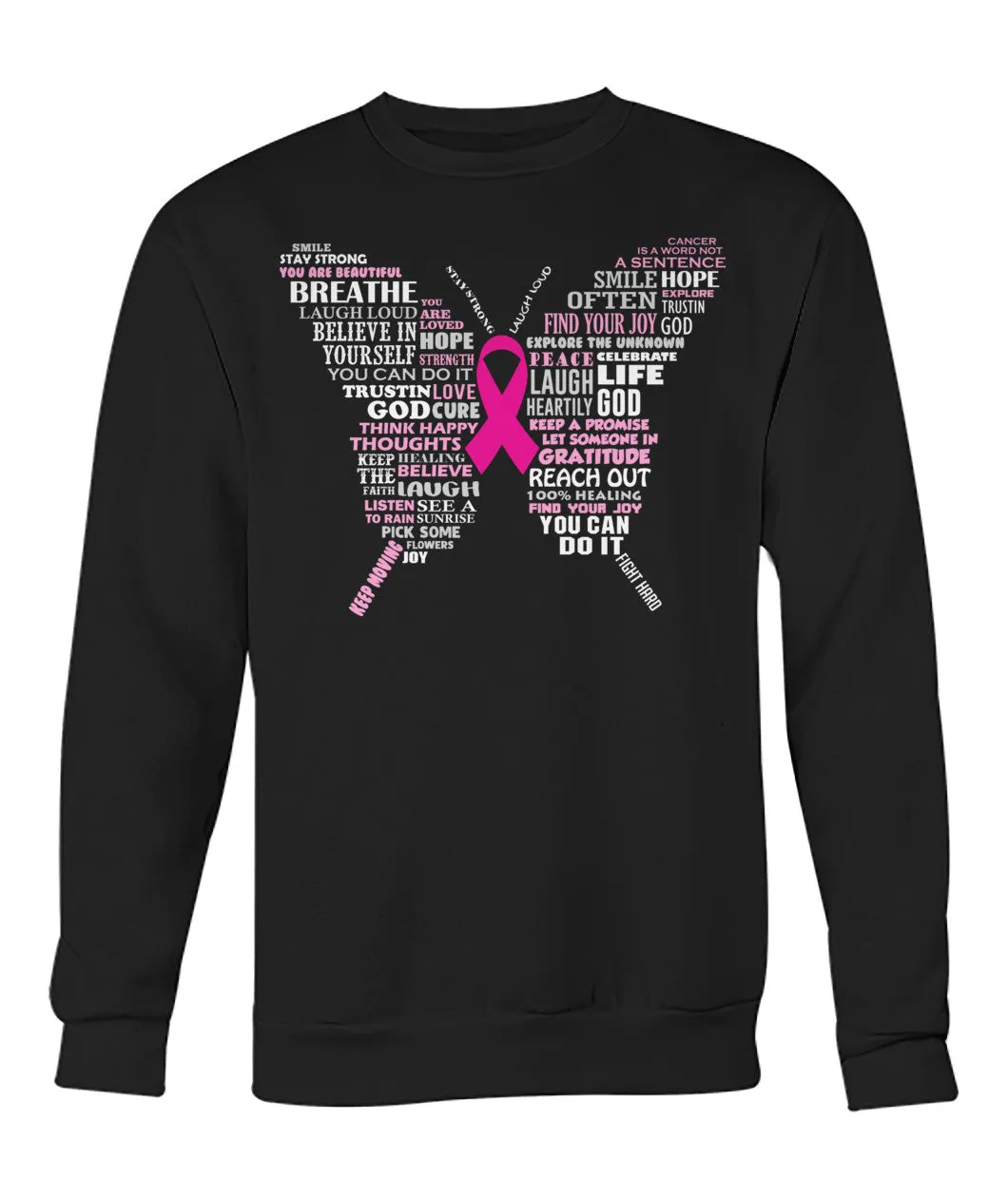 Pink Ribbon Butterfly Hoodies and Sweatshirts