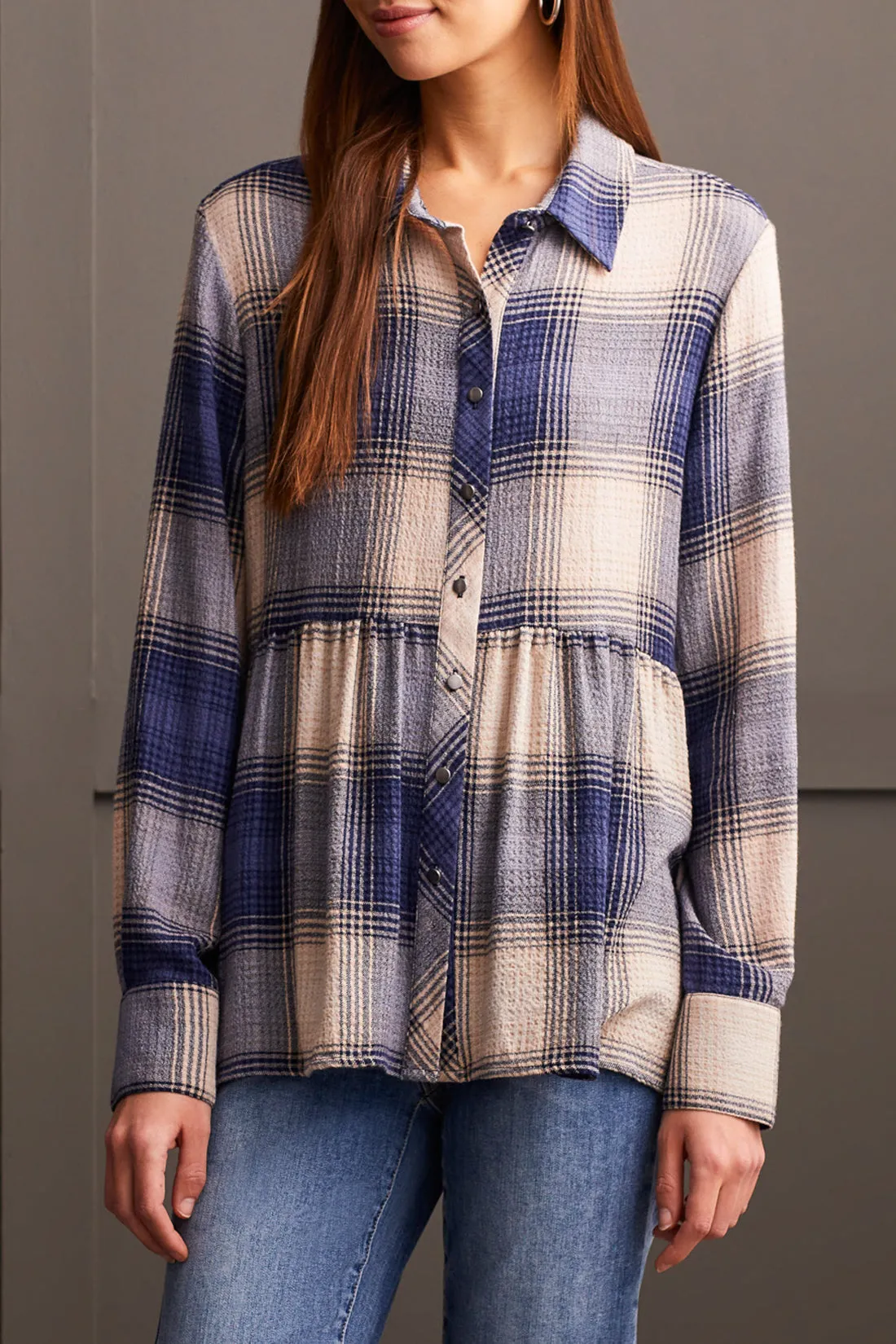 Plaid Peplum Button Up