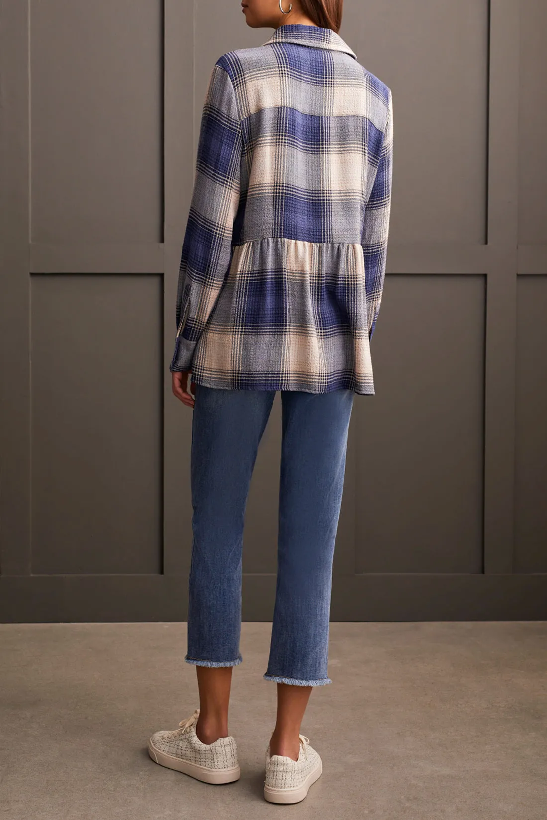 Plaid Peplum Button Up