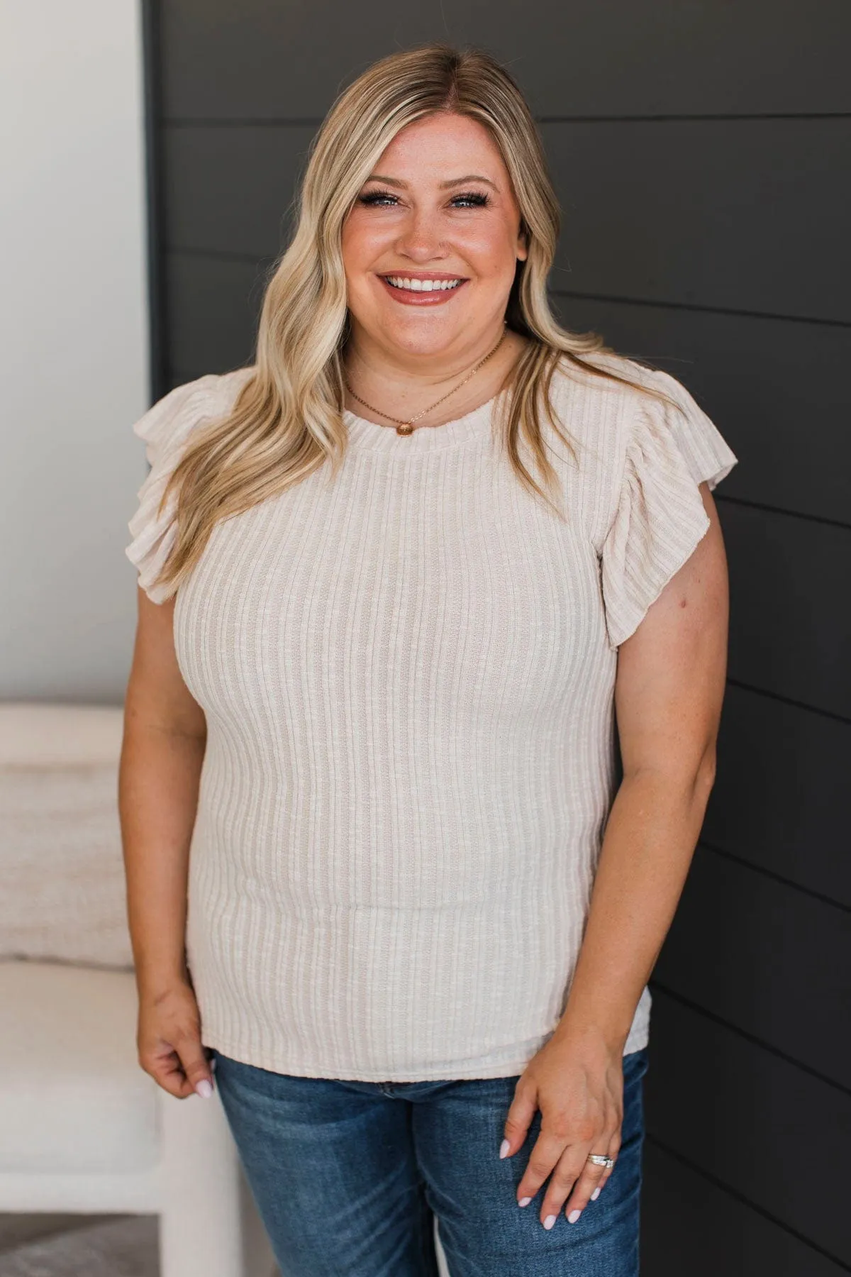Pledge My Love Ruffled Top- Oatmeal