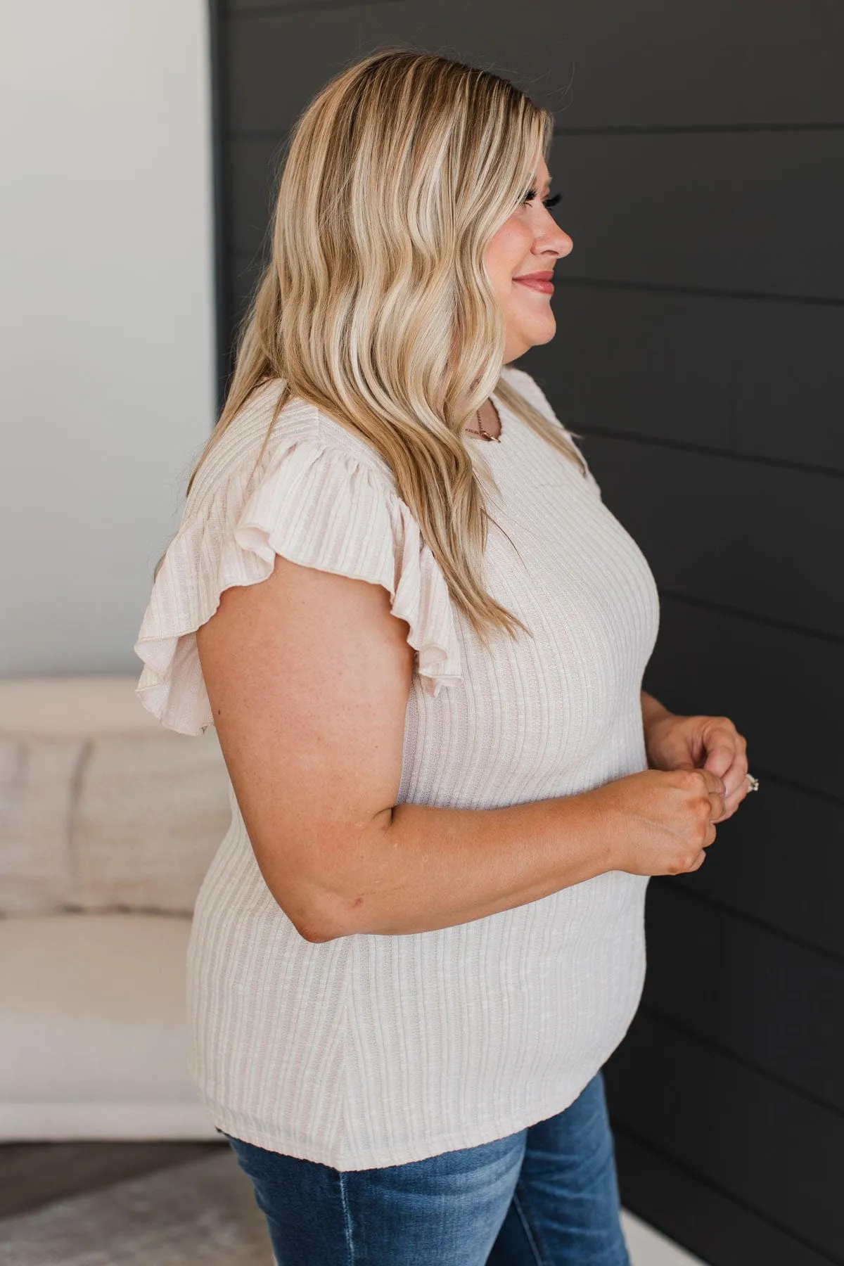 Pledge My Love Ruffled Top- Oatmeal