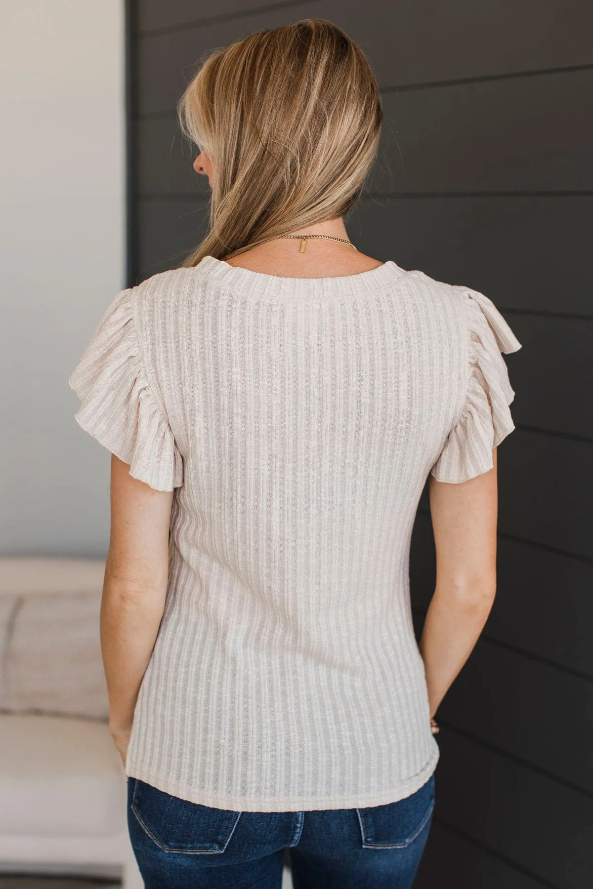 Pledge My Love Ruffled Top- Oatmeal