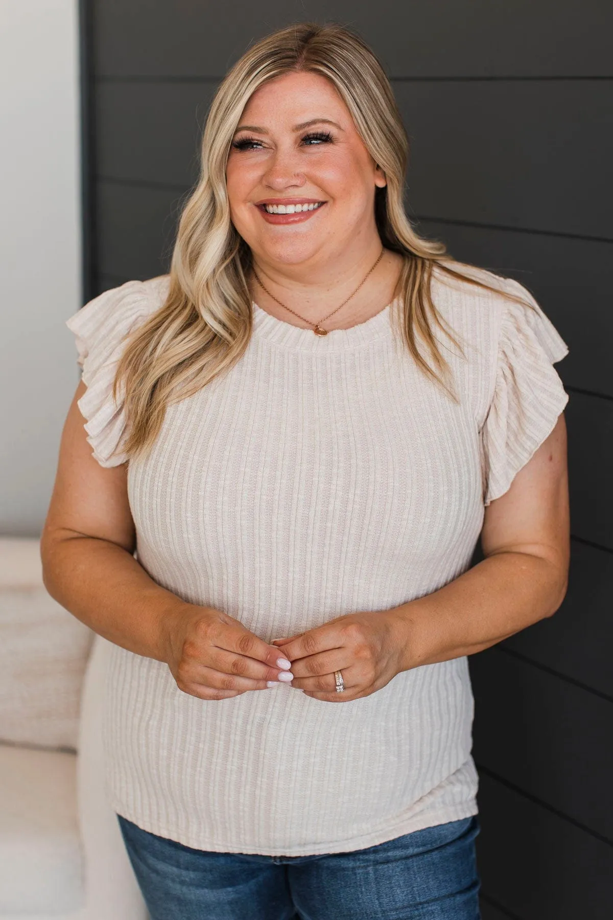 Pledge My Love Ruffled Top- Oatmeal