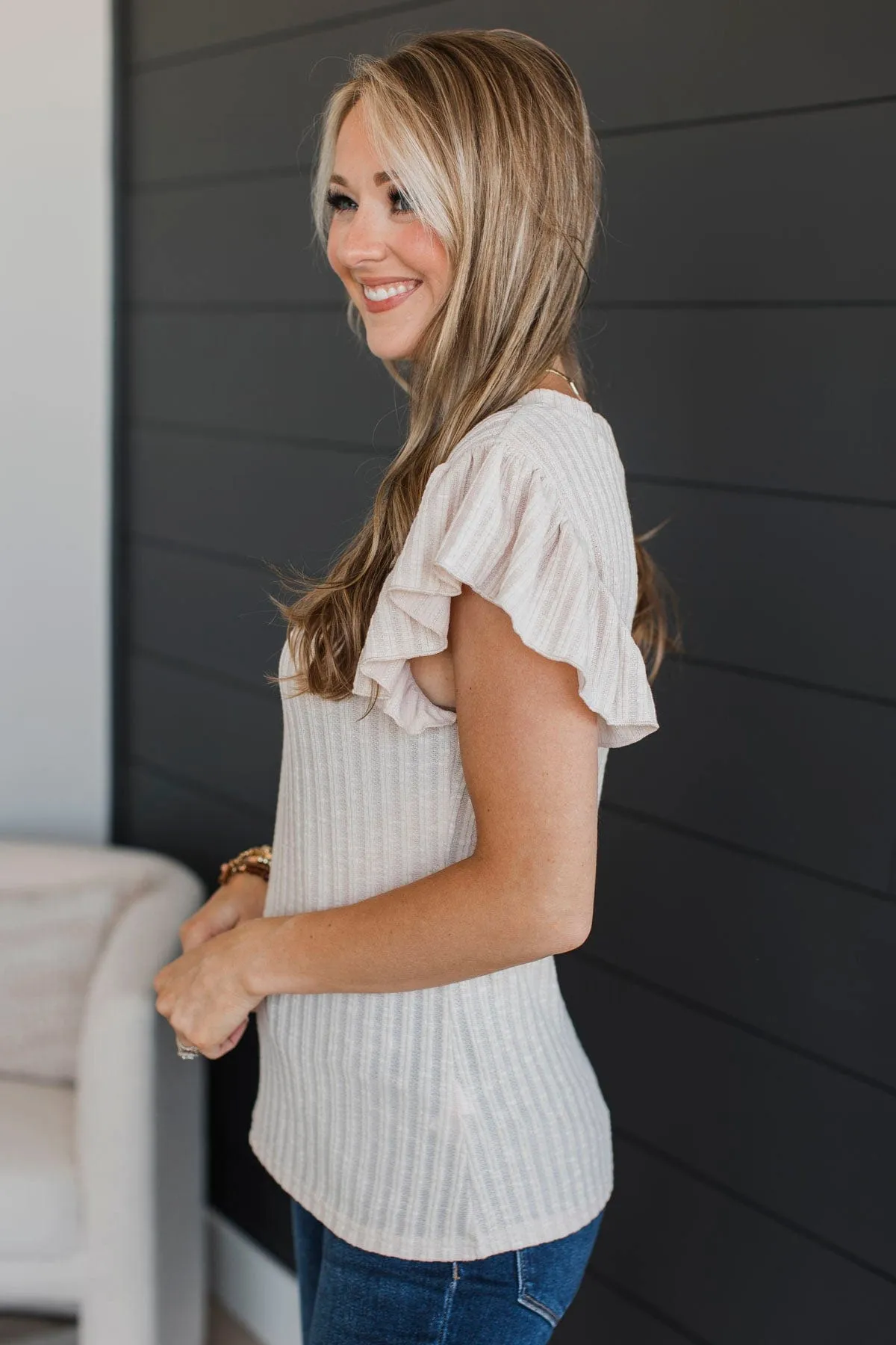 Pledge My Love Ruffled Top- Oatmeal