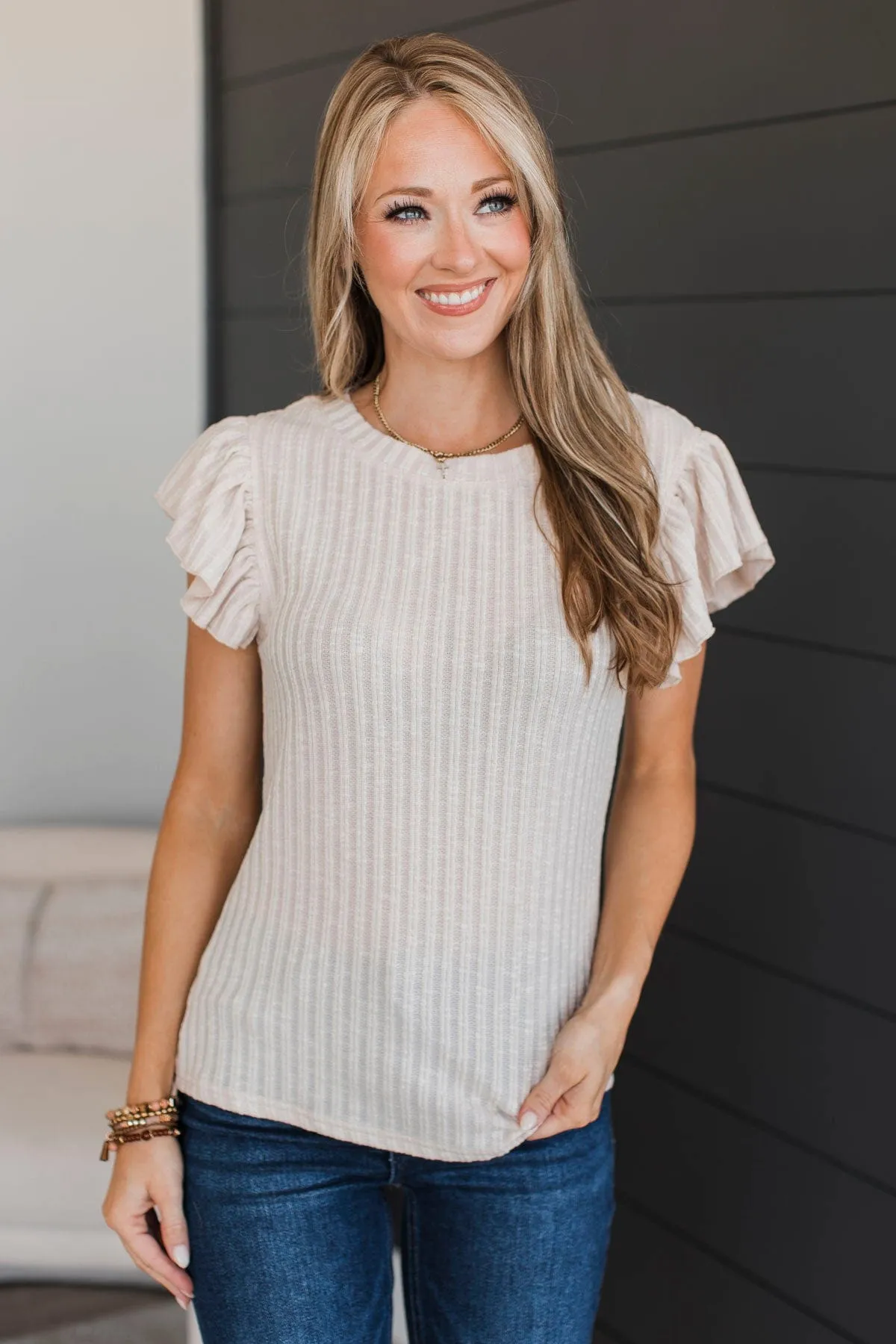 Pledge My Love Ruffled Top- Oatmeal