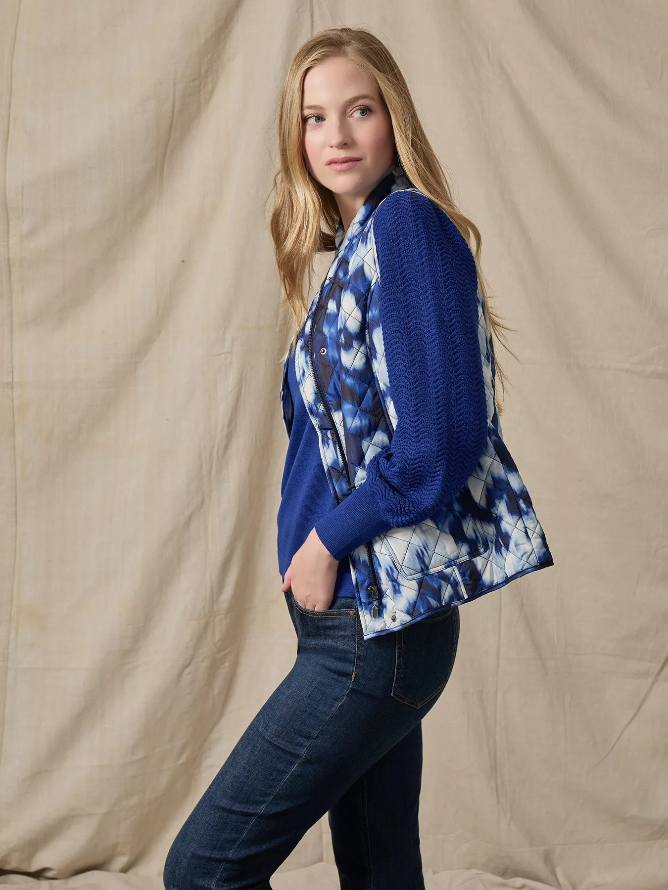 Plus Printed Quilted Puffer Vest