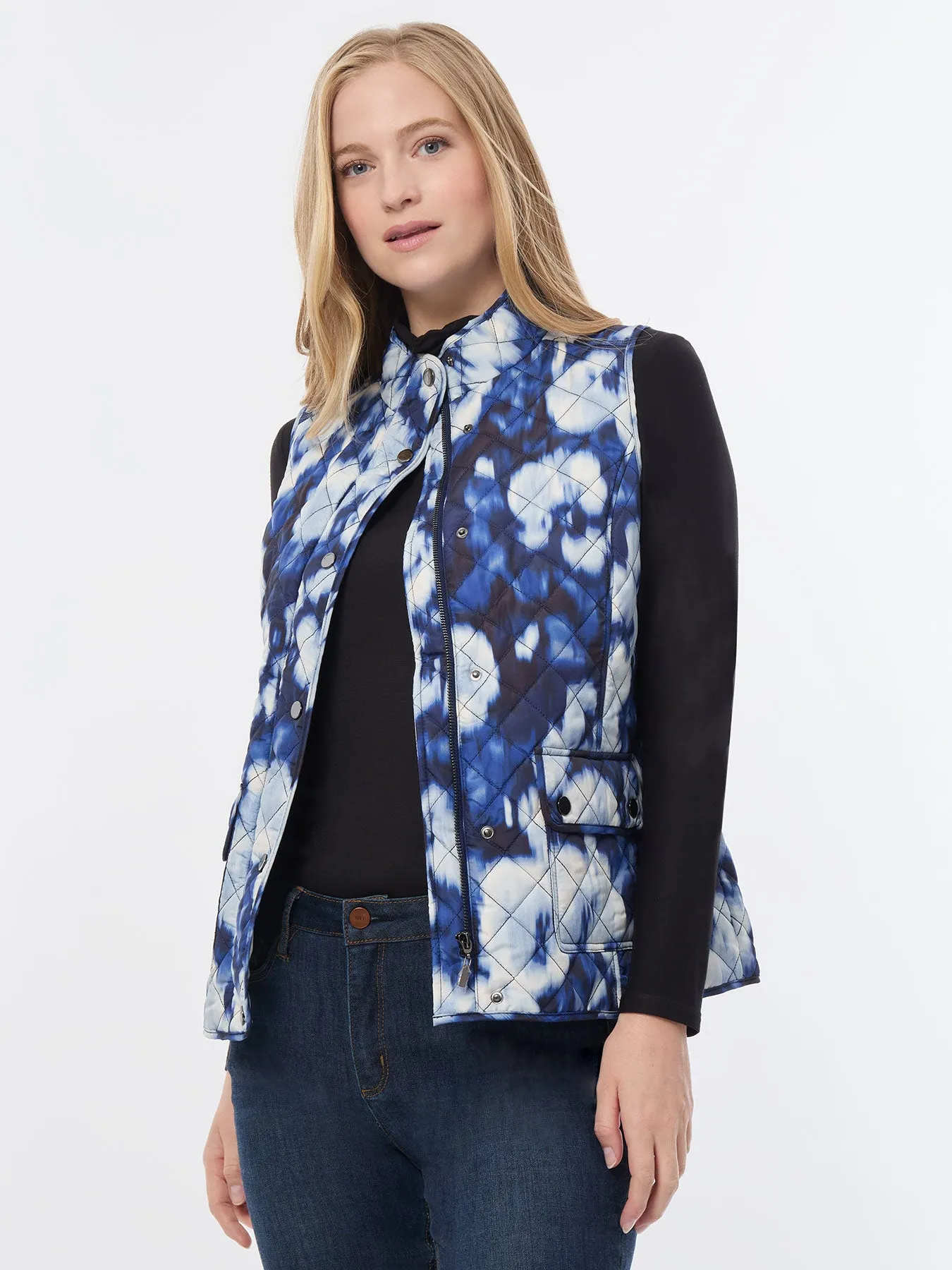Plus Printed Quilted Puffer Vest
