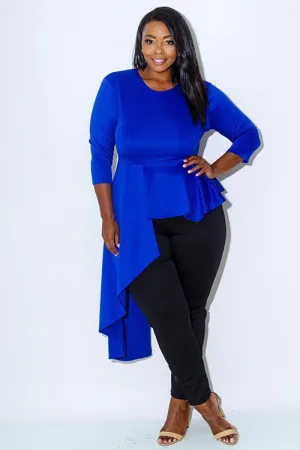 Plus Size Cascade Peplum Glam Ruffle Top [SALE]