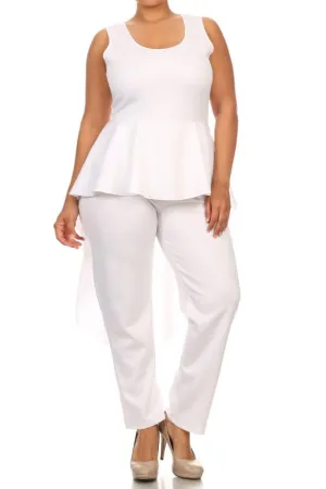 Plus Size Chic Dip Hem Peplum Ruffle Jumpsuit