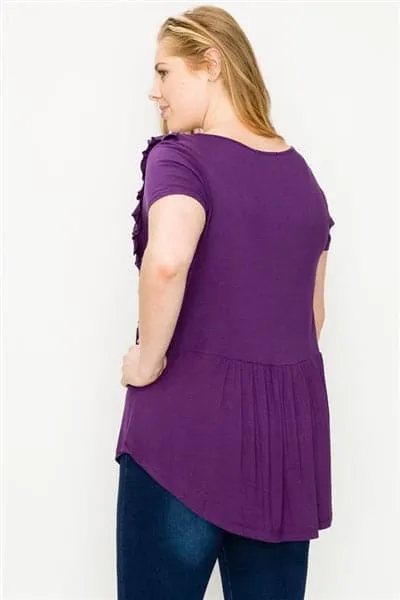 Plus Size Crochet Ruffled Top Plum - Pack of 6