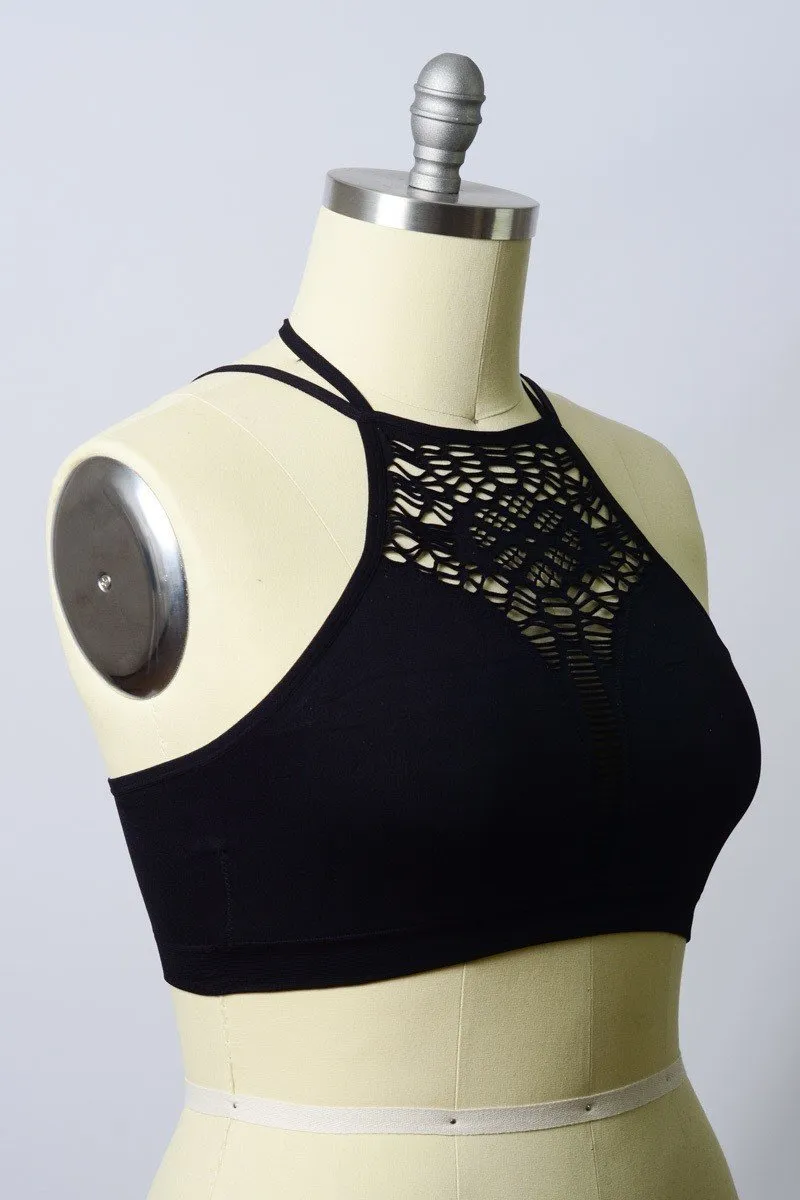 Plus Size Floral Cutout Seamless Crop Top