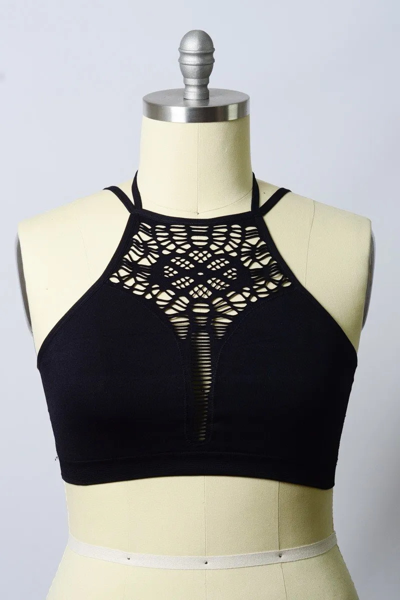 Plus Size Floral Cutout Seamless Crop Top