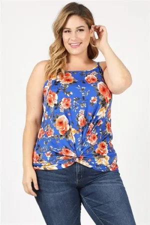 Plus Size Knit Twist Knot printed Tank Royal Orange - Pack of 6