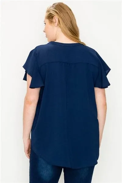 Plus Size Koshibo Key-Hole Top Navy - Pack of 6