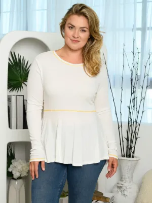 PLUS SIZE LONG BELL SLEEVE PEPLUM TUNIC TOP