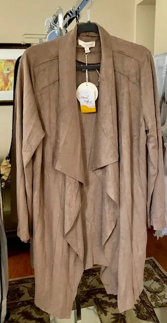 Plus Size: Mocha Faux Suede Jacket