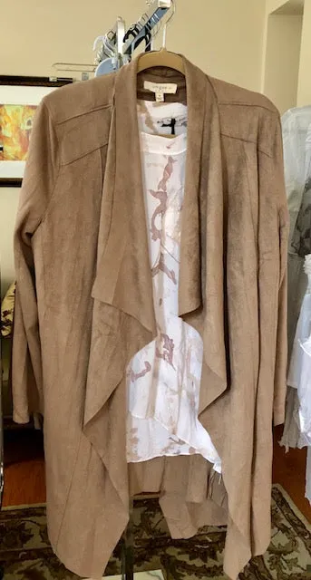 Plus Size: Mocha Faux Suede Jacket
