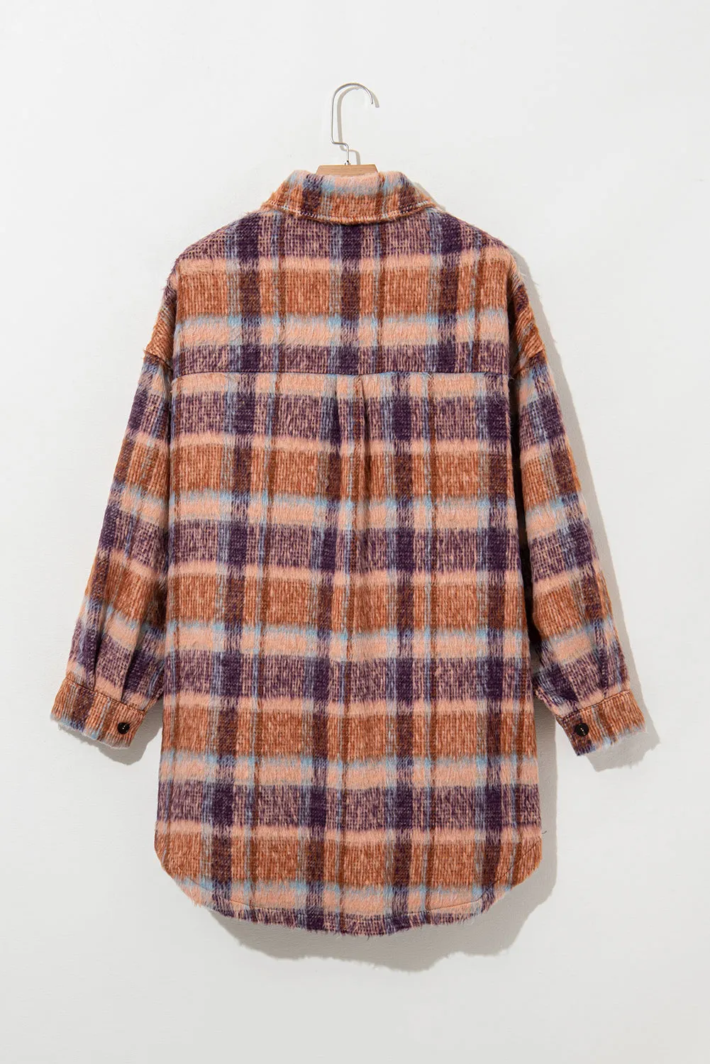 Plus Size Plaid Print Collared Jacket